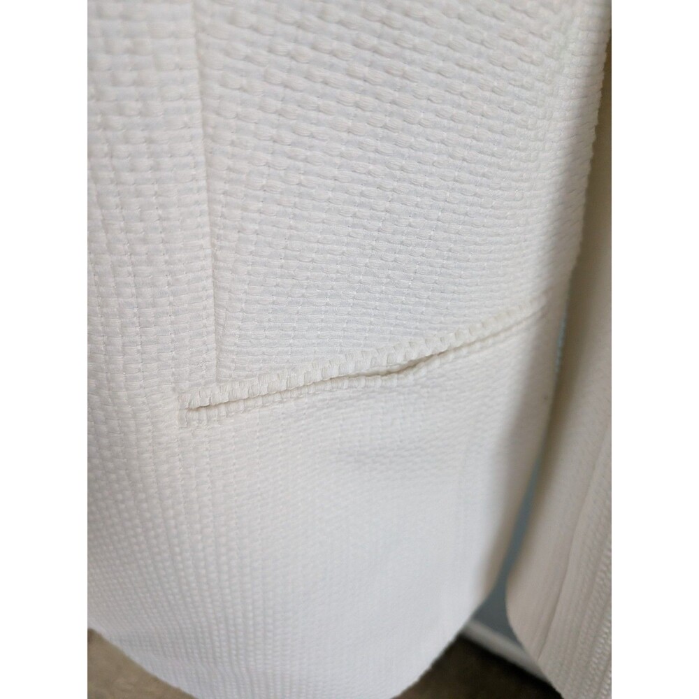 Ann Taylor Blazer Women 12 Ivory Single Breasted Lined Waffleweave Old Money New - Picture 6 of 14
